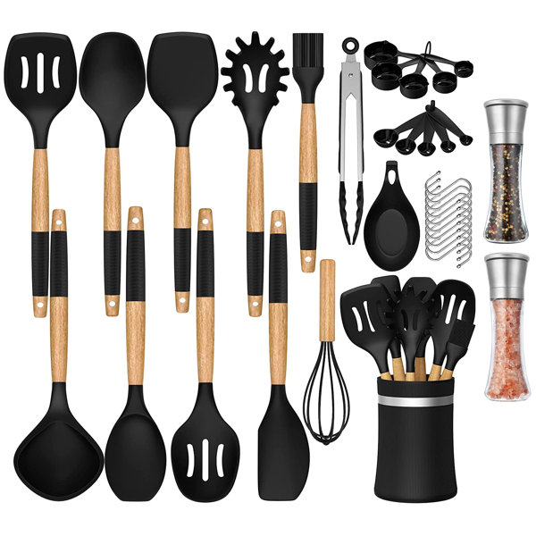 AIRPJ 25 Piece Cooking Spoon Set with Utensil Crock Wayfair